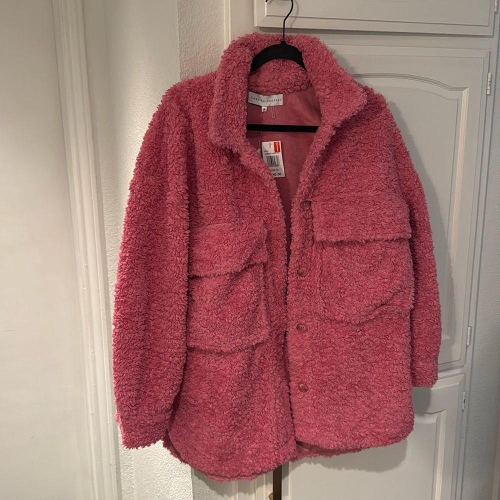 NWT English Factory Faux Fur Pink Shacket